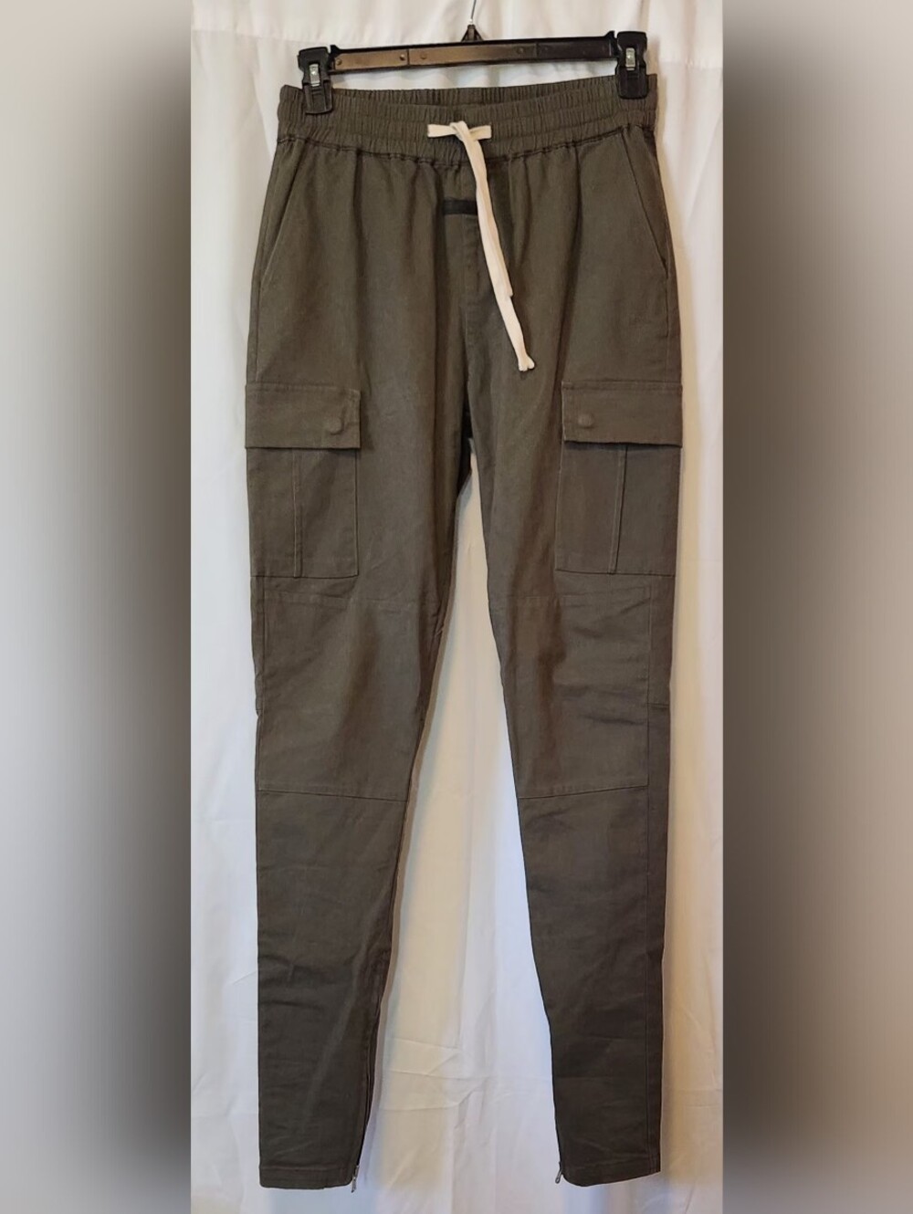 Men's Slim-fit Cargo Olive Green Jogger W/Ankle Zips By Black Brand M (30x33)